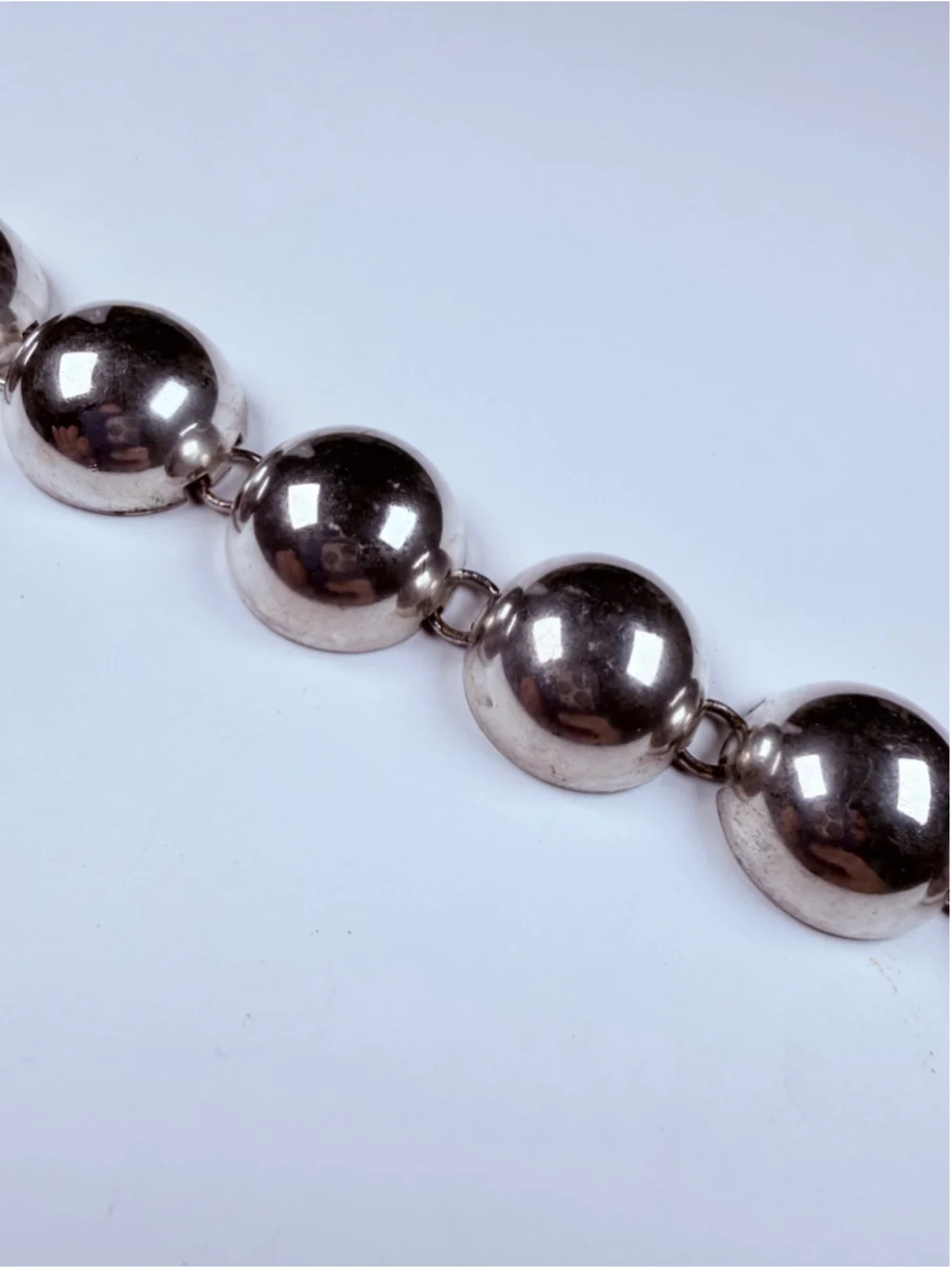 Modernist Space Age Atomic Bubble Sphere Disc 925 Sterling Silver VTG Bracelet